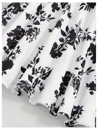 Verdusa Girl's Elegant Floral Print Long Sleeve Dress High Waisted A Line Ruffle Belted Dresses4