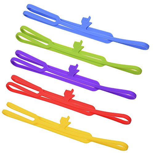 Image of TEKEFT 7 pcs Finger Pointer Bookmark Elastic Book Mark Strap - Random Color- (7 Color)