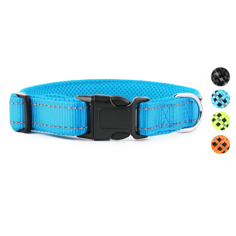 HANK 3M Reflective Dog Collar | Dog Neck Belt Soft Breathable Mesh Collar for Dogs with Adjustable Buckle | Dog Belt Protect Your Dog Neck from Choking Lightweight & Comfort-fit (X-Large, Cyan Blue) (B09M57X6NH) Amazon Price History, Amazon Price Tracker