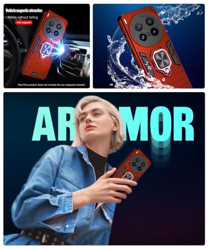 Image of WOW IMAGINE Shock Proof Back Case Mobile Cover for Vivo X300 Pro 5G | Back Cover Case (Tough Armor | Hybrid PC + TPU | Ring Holder & in-Built Kickstand | Red)