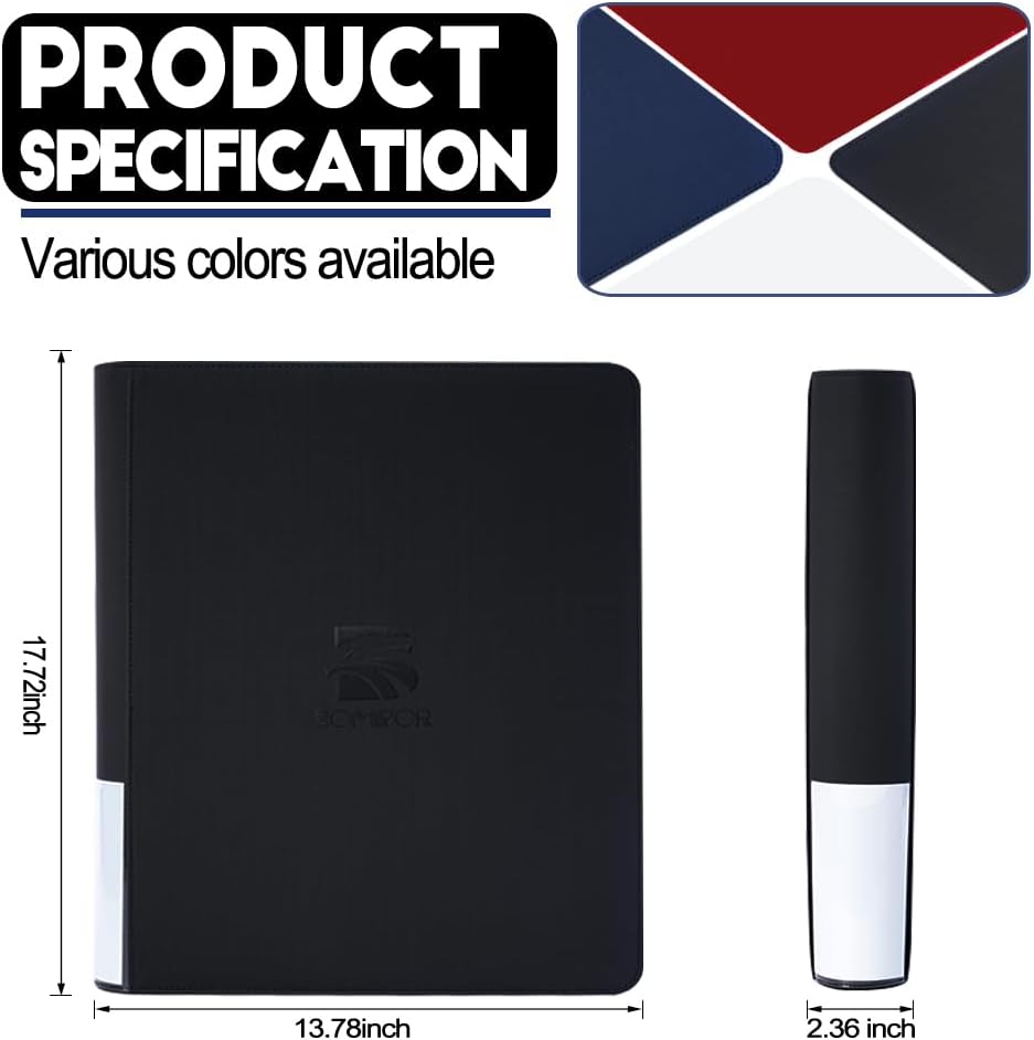 Semi Rigid Card Holder Binder, Premium Card Saver 1 Binder with Sleeves for Trading Cards & Sports Cards Storage - Holds 540 Semi Rigid Card Holders for Grading（Classic Black）