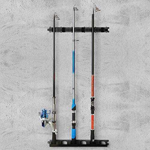 Suporte para vara de pesca, Andoer Suporte para vara de pesca para 6 varas de pesca montada na pared