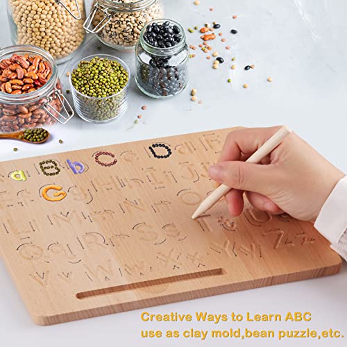 Cdbovid Wooden Letters Practicing Board,Double Sided Wooden Alphabet,Numbers,Shapes Tracing Tool Learning To Write Abc Educational Montessori Toys Game Gift For Preschool 3 4 5 Years Old Kids #TOP2
