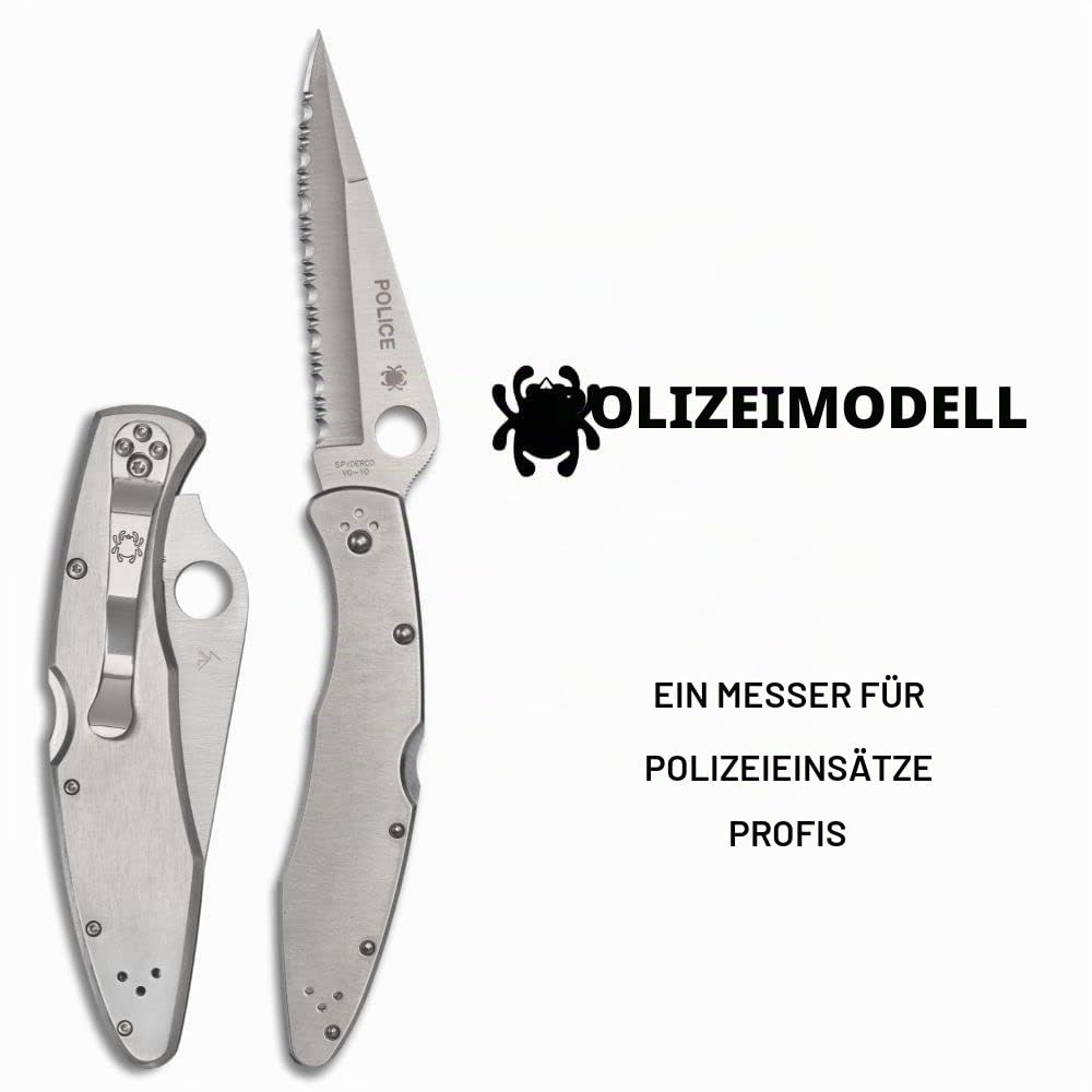 Spyderco Unisex – Erwachsene, Klappmesser, Police Model Serr, Länge geschlossen: 13.34 cm, Typ: Lockback, Mehrfarbig, Spyder Edge