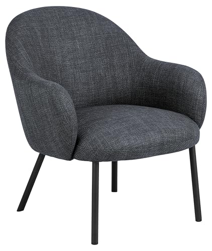 AC Design Furniture Olivia Loungestuhl, Basel Stoff dunkelgrau, Gestell matt schwarz rau pulverbeschichtet Stahl, 70x75x75 cm