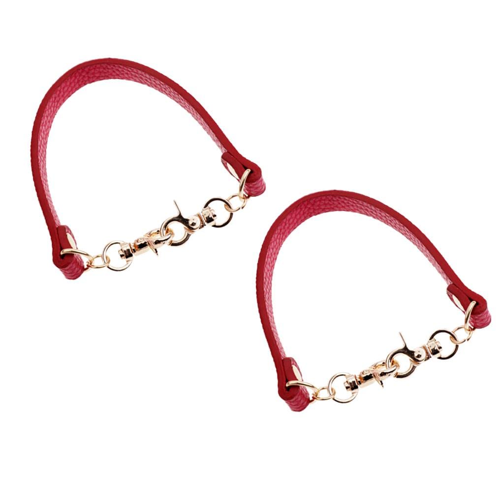 2pieces PU Leather Short Handbag Bag Strap Replacement Purse Handle Red-image-39