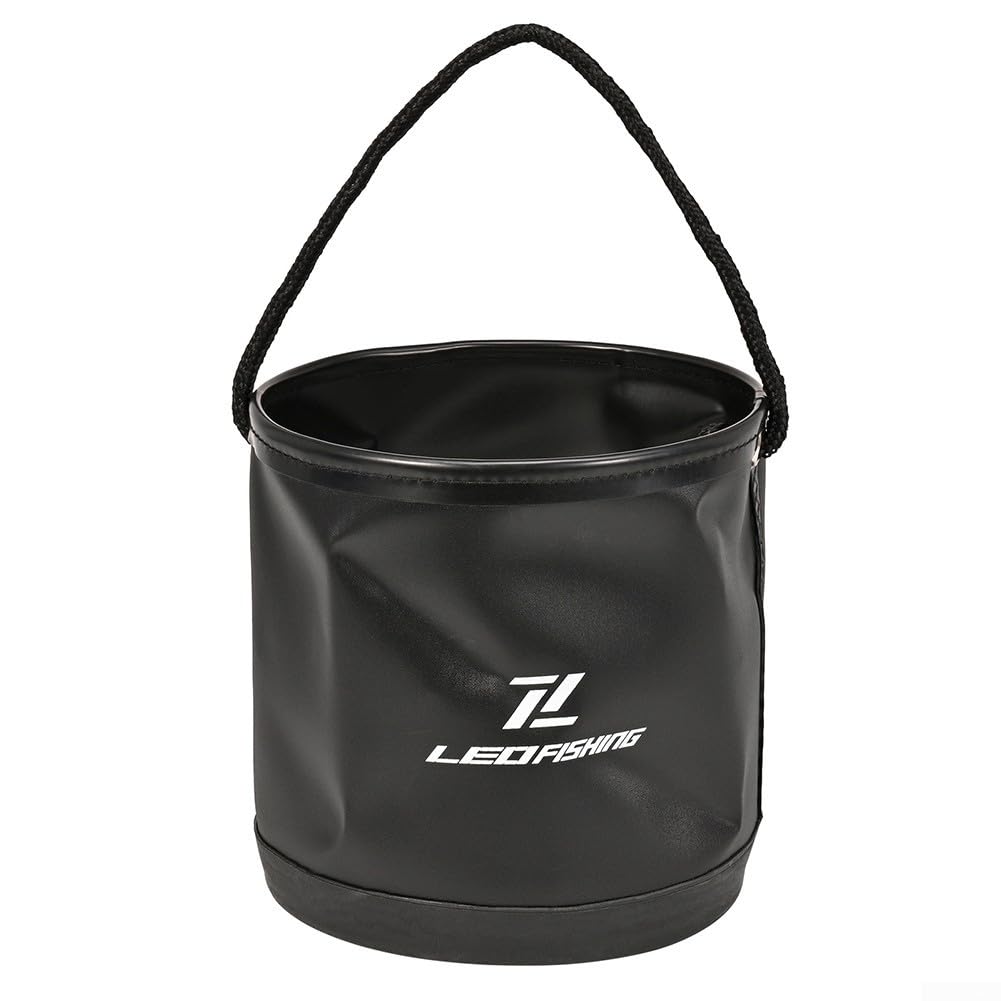 Seau de pêche étanche 4 5 L EVA pliable pour le camping, la randonnée et le nettoyage de voiture avec bretelles réglables (bleu)