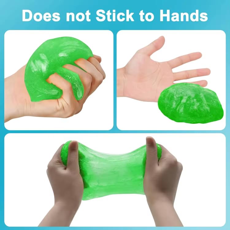 Gelxaa Slime for Universal Cleaning - Car Vents, Dashboard, Cup Holders, PCs, Tablets, etc. (Green), Blu-001