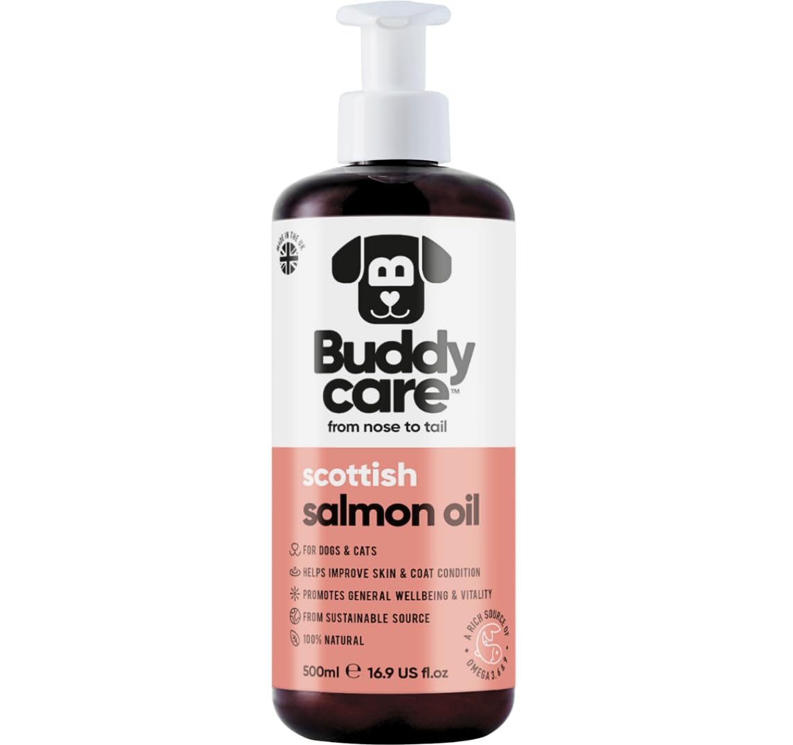 Buddycare Scottish Salmon Oil For Dogs UK & Cats, Dog Supplement Support for Skin And Coat, Itchy Skin, Omega 3 Fish Oil (500ml)