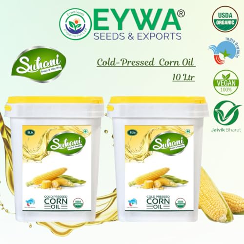Image of Eywa Seeds & Exports Pvt Ltd Organic Corn Oil (10 Liter) Cold Pressed /Wood Pressed Oil | Corn /Makkai Kachi Ghani Oil /Tel (Suhani)