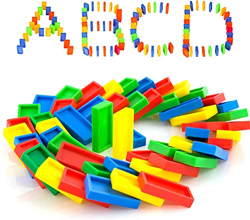 Image of AEXONIZ TOYS Plastic Domino Building Blocks 100Pcs Multicolor Bulk Dominos Educational Stacking Counting Adding Subtracting Building Block for Indoor Outdoor for Kids