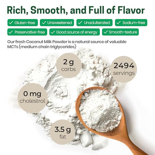 Image of Z Natural Foods Organic Coconut Milk Powder - All-Natural Vegan Dairy-Free Alternative with MCTs - Unsweetened Coconut Creamer for Coffee & Smoothies - Gluten-Free, Non-GMO, 33 lbs