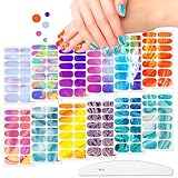 JERCLITY 12 Sheets Aurora Gradient Color Full Nail Wraps Graffiti Cloud Nail Polish Strips Full Nail Stickers Self Adhesive Nail Art Decal Strips with Nail File for Women Girls Kids Nail Art