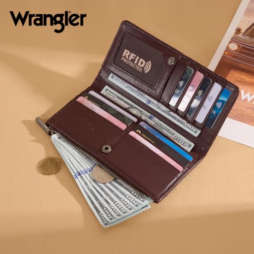 Image of X Wrangler Western Womens Wallet Bifold Tooling Flower Credit Card Holder