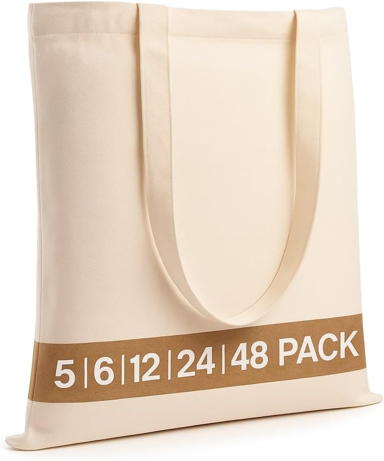 Pack of 5 6 12 24 48 100 Percent Cotton Tote Bags