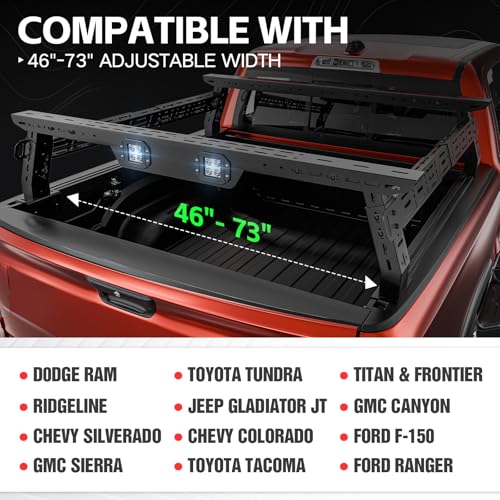 Image of Adjustable 11-13 inch High Bed Racks Truck Cargo Carrier Compatible with Tacoma Ram 1500 Tundra Silverado & Sierra 1500 Gladiator JT Titan Frontier Canyon Ranger