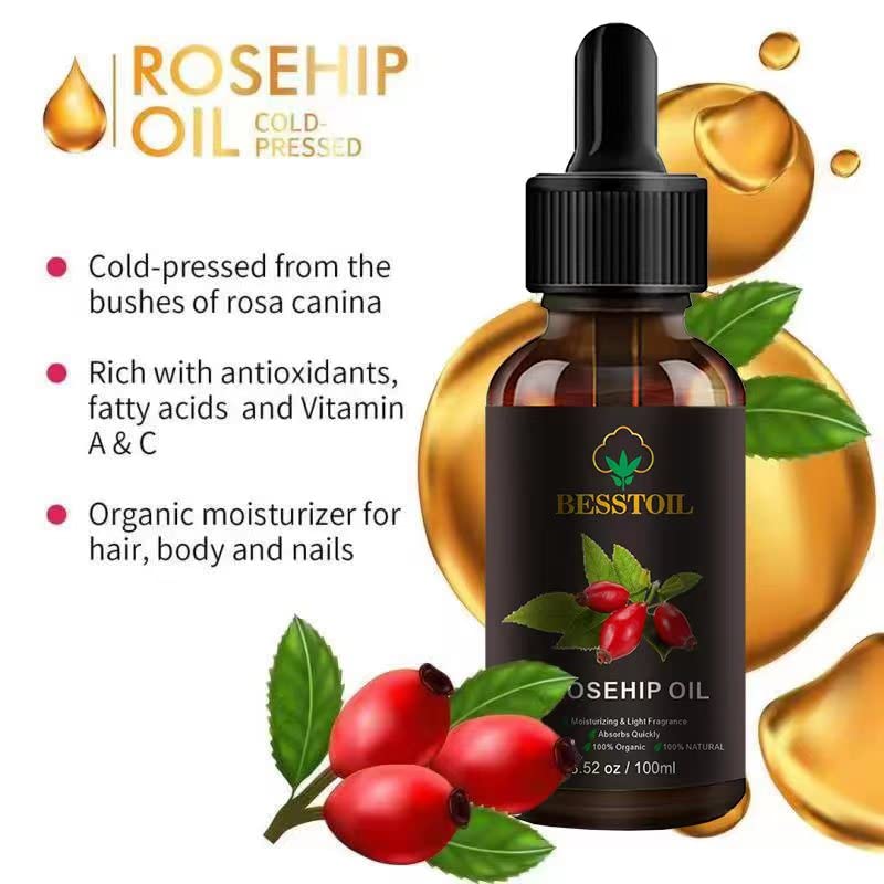 Miniatura 4 de Aceite de semilla de rosa mosqueta orgánico para cara 100 puro natural prensado en frío sin refinar sin transgénicos aceite facial