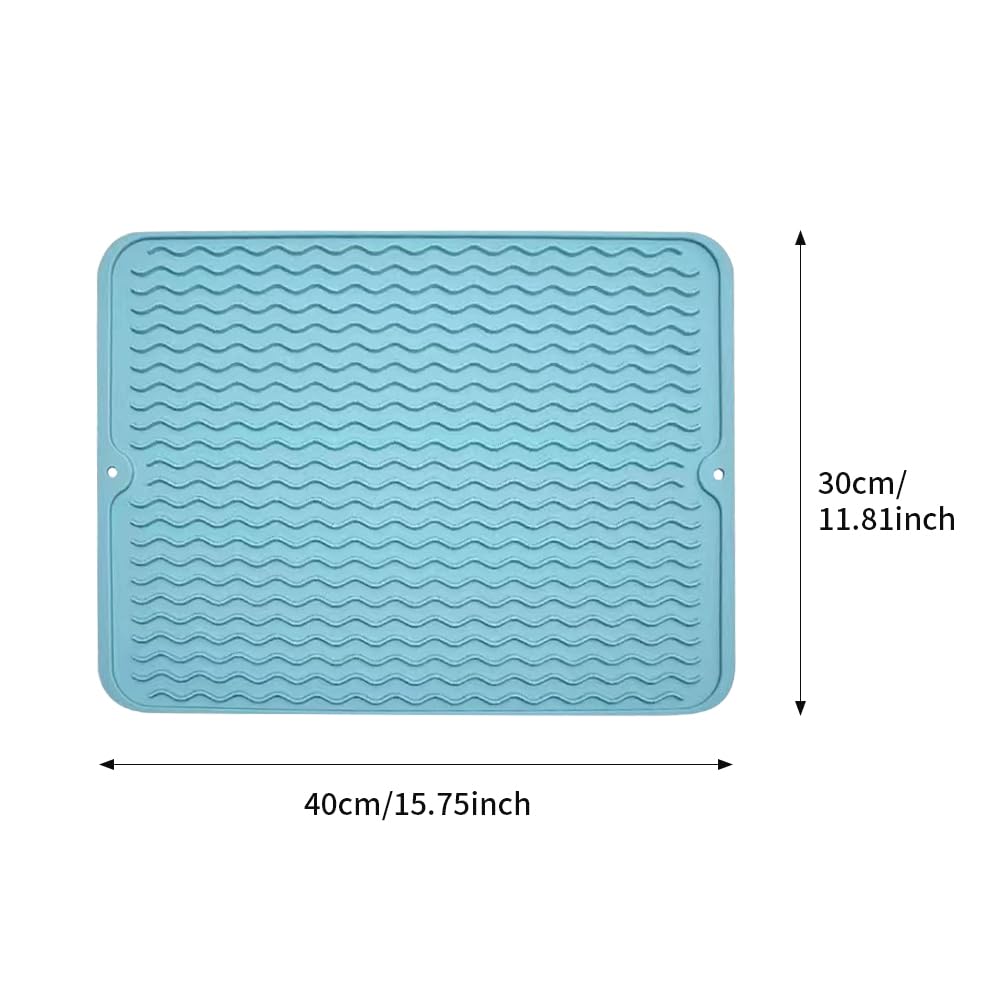 Faderr Silicone Draining Mat Collapsible Silicone Draining Board Mats Draining Mat for Sink Non-Slip Drying Mat for Kitchen Counter Heat Resistant Easy Clean Draining Mat(Blue) - Image 3