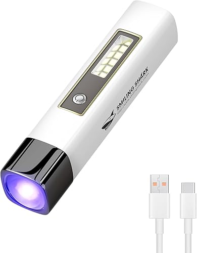 Smiling Shark Gel Nail Light, Handheld UV Nail Light Mini Portable Cordless Rechargeable USB Power Bank with White Side Lamp Nail Dryer for Fast