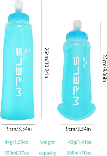 Miniatura 5 de Soft Flasks - Botella de agua suave plegable para correr, sin BPA, para paquete de hidratación, 10 onzas  17 onzas (azul, 17 onzas)