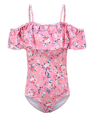 Image of Girls One Piece Swimsuits Off Shoulder Bathing Suit for Kids Hawaiian Swimwear 3-16 Years