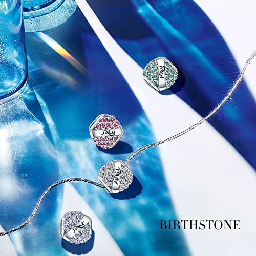 Forever Queen January Birthstone Charms For Charms Bracelet 925 Sterling Silver Bead Openwork Charms, Happy Birthday Charms For Bracelet And Necklace #TOP4