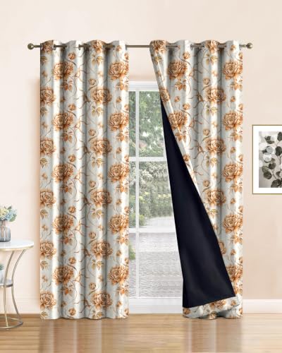 Image of Cloth Fusion Printed 100% Blackout Long Door Curtains 9 Feet Set of 2