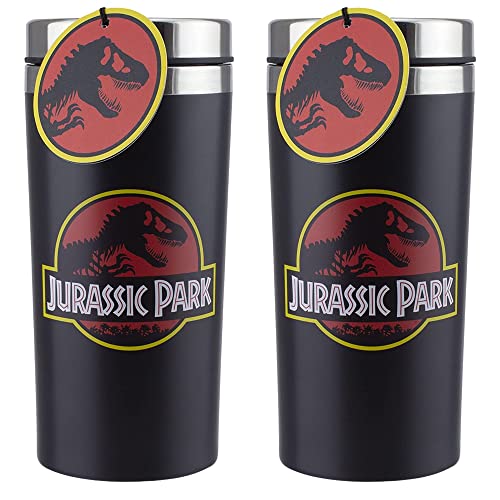 Toptoys2u Bargain Bundles Jurassic Park - Taza de té de viaje de acero inoxidable, 450 ml, paquete...