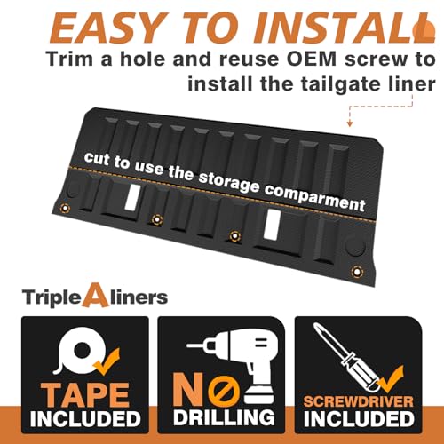 Image of TripleAliners Tailgate Mat Compatible with 2023-2026 Chevy Colorado (StowFlex Tailgate) & GMC Canyon (Multistow Tailgate) Accessories, Tailgate Cover Custom Fit All Weather Protection Pickup Liner