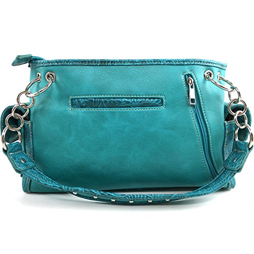 Justin West Gleaming Western Floral Embroidery Rhinestone Cross Shoulder Concealed Carry Handbag Purse3