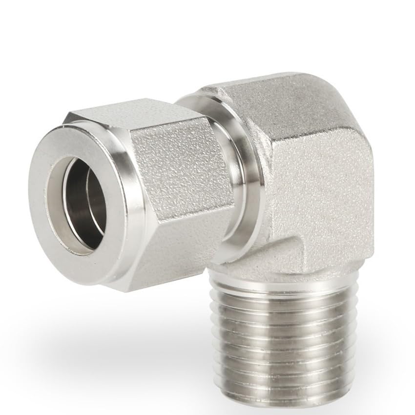 1PC Elbow Double Ferrule Compression Fitting 316 Stainless Steel 30MPa 1/8 1/4 3/8 1/2 6 8 10 12mm Lock * Male BSPT(1 INCH*1 INCH)