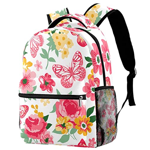 Mochila escolar para estudiantes con flecos y flores modelo 05 #68