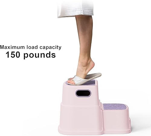 Miniatura 23 de Taburete de 2 escalones para niños, taburete para lavabo de baño, doble altura de 9.5 pulgadas, antideslizante para entrenamiento de orinal, cocina,