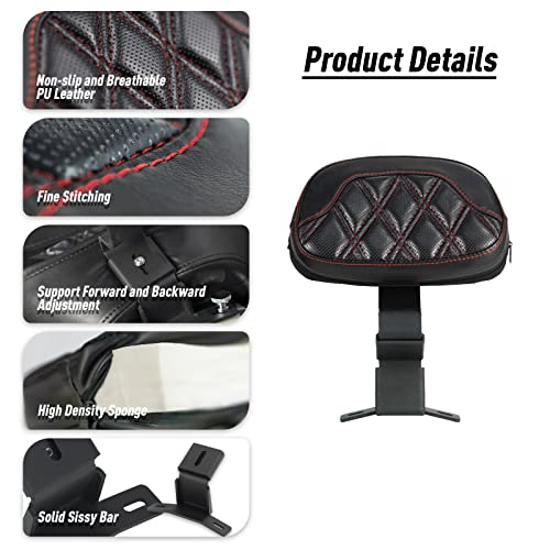 Low-Profile Seats Rider Passenger Pillion Leather Seat With Front Driver Rider Backrest Pad For Harley 2009-2022 Touring Road King Street Glide Road Glide Electra Glide, Seat Cushion + Backrest #TOP2