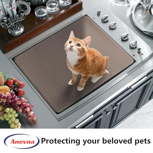 Image of Stove Top Cover for Electric Stove- Range Covers for Electric Stove,Silicone XXL Dish Drying Mat, Glass Cooktop Covers, Flat RV Range top Mats (Coffee, 28 inchx20 inch)