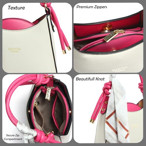 Image of EXOTIC Elara Knot Hobo Shoulder Bag for Women | Textured PU Leather | Detachable Sling Strap | Stylish Everyday Purse
