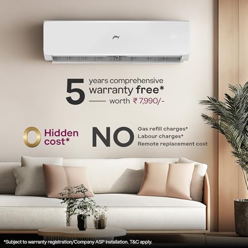 Image of Godrej 3 Ton 3 (5 Years Comprehensive Warranty) 5-In-1 Convertible Cooling, AI powered, Inverter Split AC (Copper, 2025 Model, Heavy duty cooling at 52 C, AC 3T SIC 36JTC3 WZP, White)