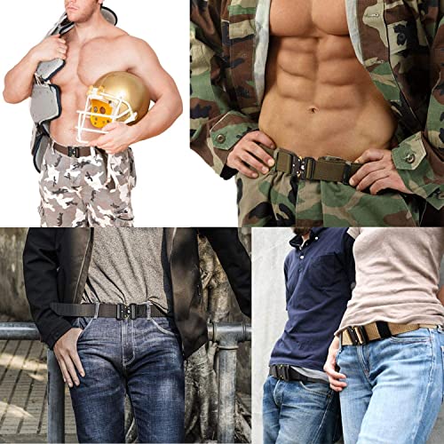 2er Unisex Gürtel Nylon Canvas Belt, Schnellverschluss Military Style Shooters Nylon Gürtel mit Metallschnalle, Armee-Grün + Schwarz, Einheitsgröße