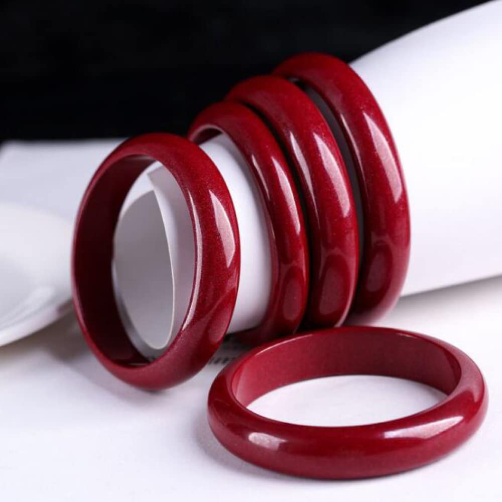 Braccialetto da Donna in Giada, Braccialetti in Giada Naturale, Bracciale retrò in Giada Rossa cinabro, per la Famiglia o Gli Amici, con portagioie, 54-64 mm, 59 mm(60mm