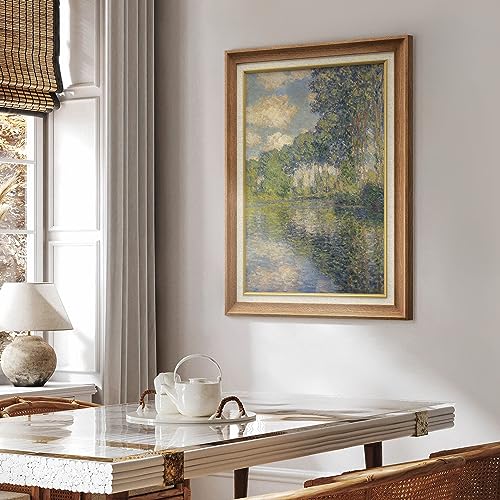 MUDECOR Premium Framed Wall Art Verdant Forest Landscape Claude Monet Classical Illustrations Fine Art Decorative Vintage Watercolors Pastel Zen for Living Room, Bedroom, Office - 26"x36" Natural - Image 5