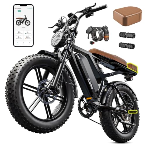 Image of Electric Bike for Adults, Peak 1500W Motor Retro E Bike, Range 65 /120Miles, 48V 15Ah Removable Battery, 20 inchx4 inch Fat Tires, Full Suspension, APP Control, Off-Road Ebike for City Commuting