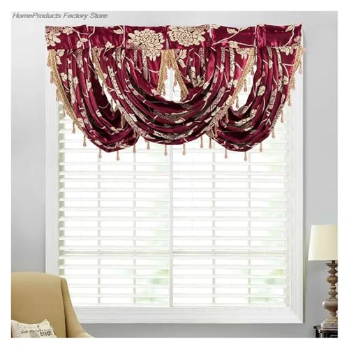 Cenefa para ventana elegante con borlas para transformar tu sala de estar y cocina 6