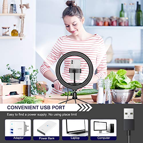 Ringlicht mit Stativ Handy, Dimmbare Ringleuchte für Live-Streaming/Zoom-Meetings/YouTube-Video/Volg/tiktok, kompatibel… – Bild 7