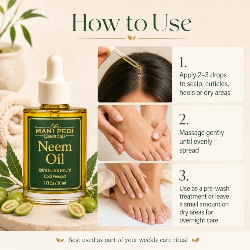 Image of TMPE Cold Pressed Neem Oil for Hair & Scalp Health - Neem Hair Oil for Dandruff, Scalp Itching & Hair Growth | Also for Skin Care & Plants - 30ml