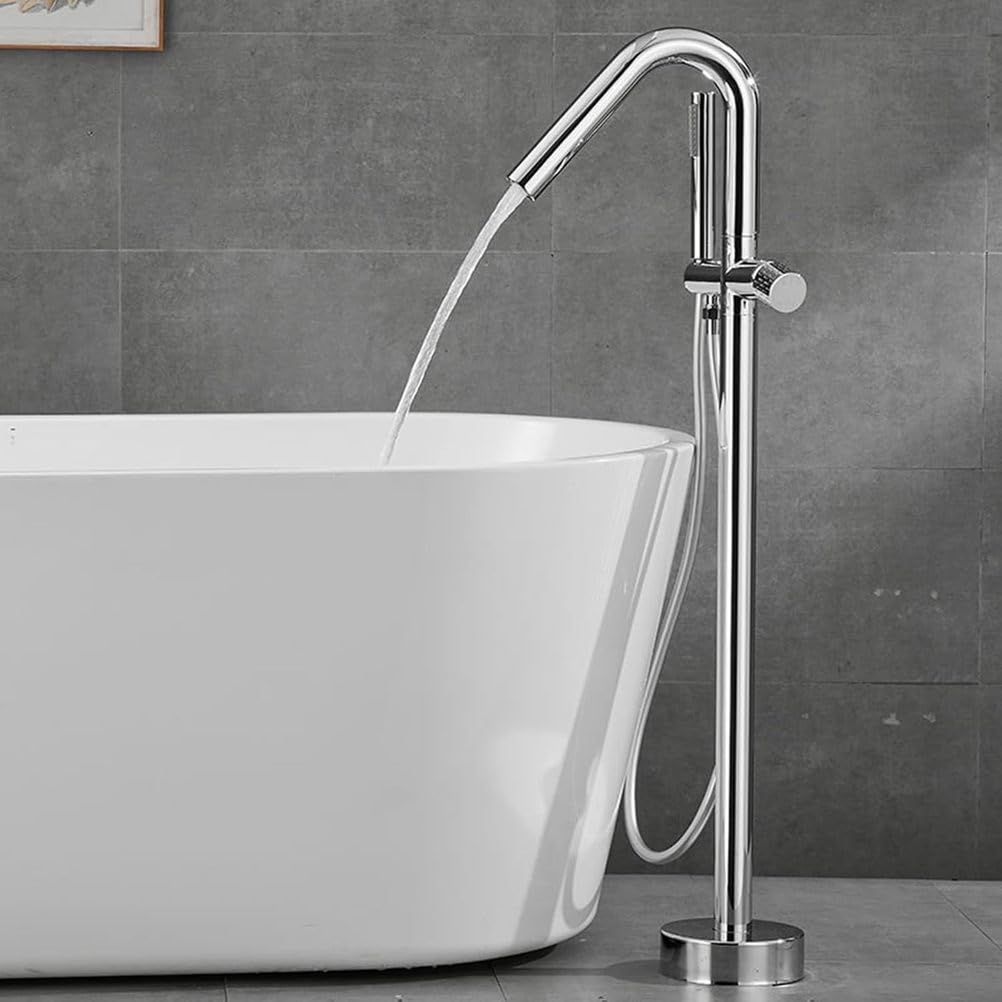 Kunyos Chrome Standard Bathtub Faucet With Installation, High Spout, 360° Rotating Faucet For Freestanding Bathtub,