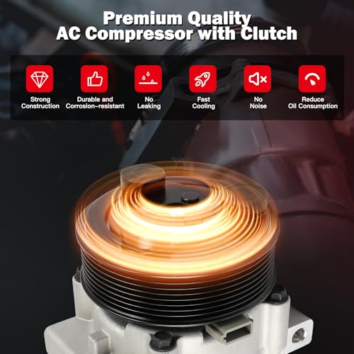 Image of AC Compressor w /Clutch for Ford E-350 Econoline Club Wagon 7.3L 1998-2000