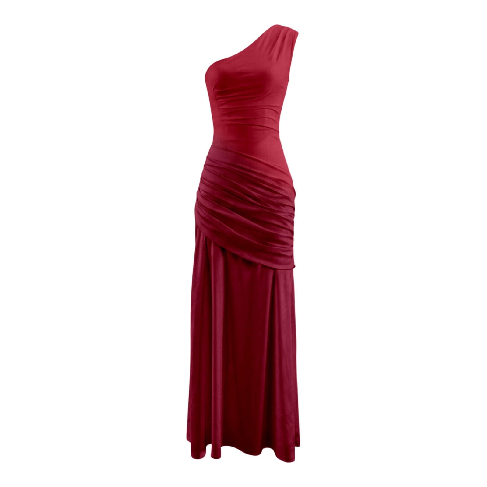 Robe de Soirée Femme Longue Satin Robe de Bal de Promo Asymétrique Chic et Elegante Maxi Dress Sans Manches Robes Demoiselle D'honneur Taille Haute Cocktail Festive Dress pour Ceremonie Mariage Fête