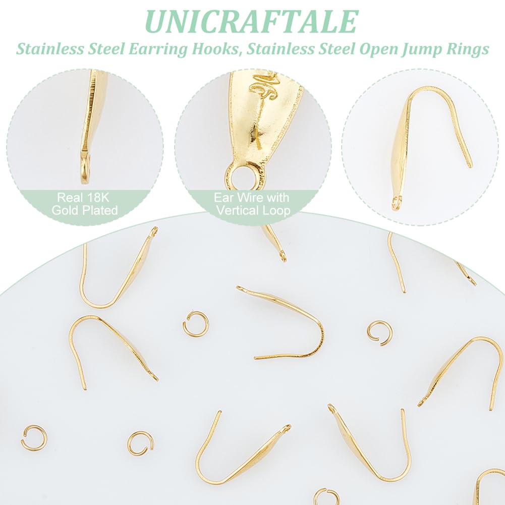 UNICRAFTALE 16pcs Crochet Boucles D'Oreilles à Levier Plaqué Or 24