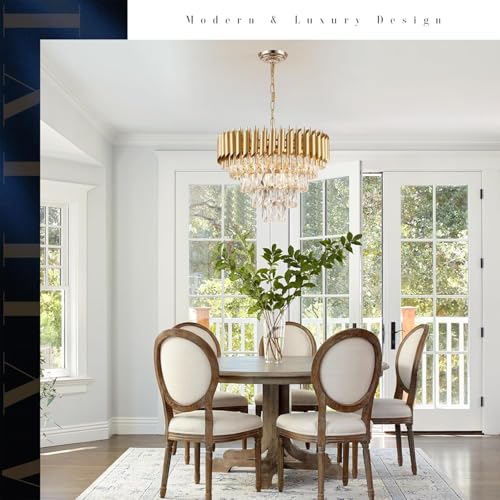 Image of Manraj Modern Crystal Chandelier, 500 mm Round, 4-Tier Pure Gold, K9 Crystal Ceiling Light Fixture for Living Room and Hallway (Pure Gold, 500mm)