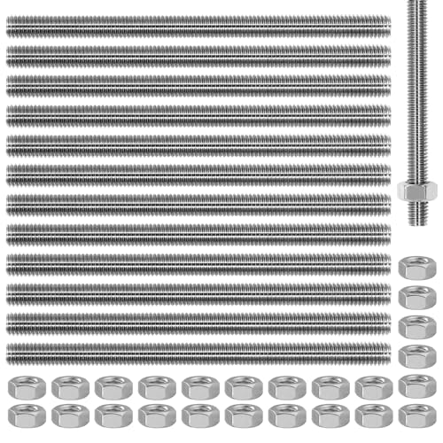 AIMEKE 12 Piezas Varilla Roscada M8 × 100 mm Varillas Roscadas 304 Acero Inoxidable Varilla Roscada Métrica Completa, DIN...